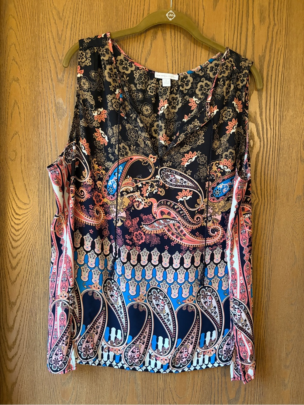 NY&Co, Women’s Paisley Sleeveless Blouse - Black Mixed print, Sz XL